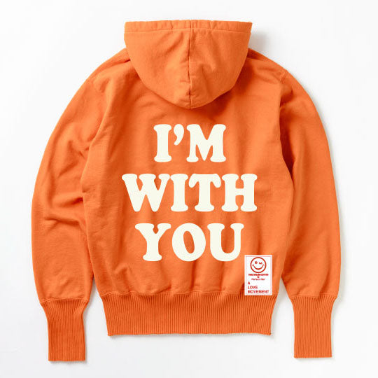 【Perfect ribs×A LOVE MOVEMENT】"I'M WITH YOU" Basic Hoodie / Orange×Soft Pearl