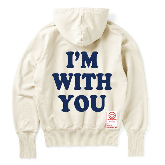 【Perfect ribs×A LOVE MOVEMENT】"I'M WITH YOU" Basic Hoodie / Oatmeal×Royal Blue