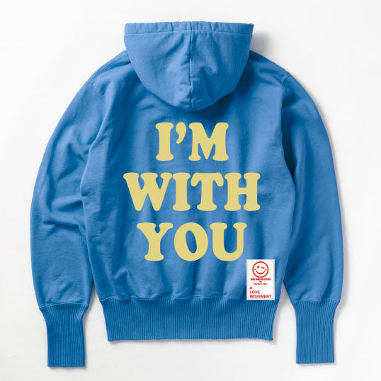 【Perfect ribs×A LOVE MOVEMENT】"I'M WITH YOU" Basic Hoodie / Blue×Lemon Yellow