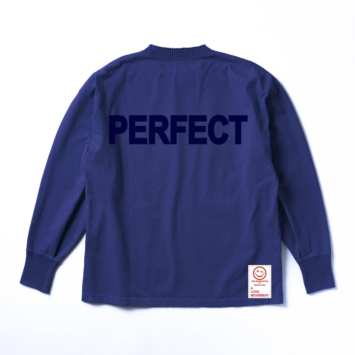 Exclusive Color【Perfect ribs×A LOVE MOVEMENT】 "ART LOVE MUSIC" Basic Long Sleeve T Shirt / Vintage Navy×Ink Blue